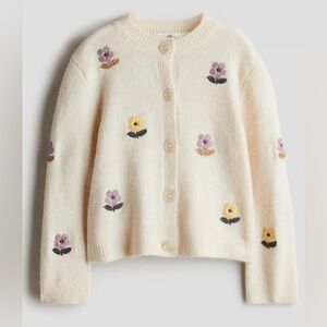 H&M Embroidery-Detail Cardigan - Cream/floral - Kids | H&M US, NWT, 2-4T
